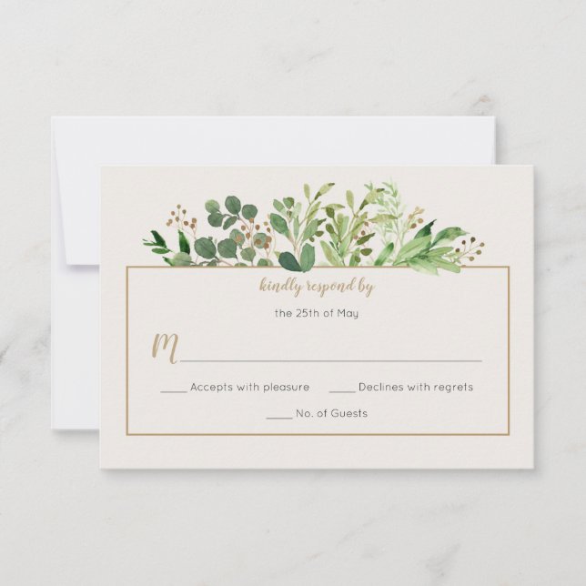 Botanical Dream Rustic Greenery Pale Ivory RSVP | (Front)