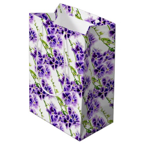 Botanical Duranta Skyflower purple flower art Medium Gift Bag