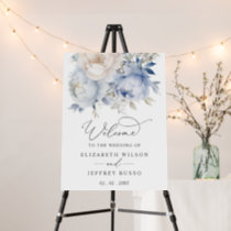 Botanical Dusty Blue Floral Wedding Welcome Sign