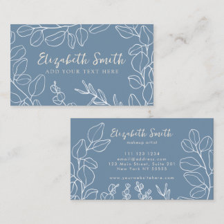 Botanical Dusty Blue Minimalist Business Card