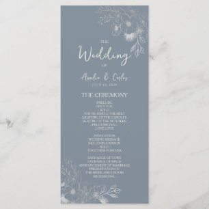 Botanical Dusty Blue Wedding Program