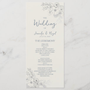 Botanical Dusty Blue Wedding Program