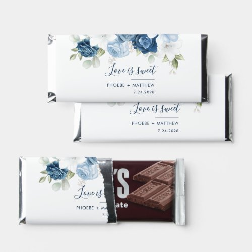 Botanical Dusty Blue Wedding Thank You Floral Hershey Bar Favors