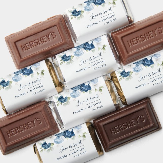 Botanical Dusty Blue Wedding Thanks Love is Sweet Hershey's Miniatures (Assorted)