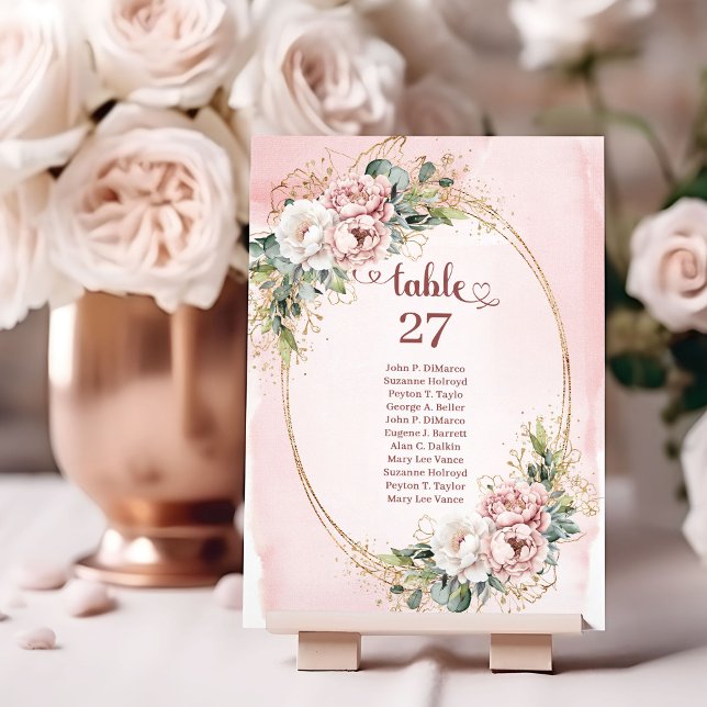 Botanical Dusty Pink Floral Greenery Table Numbers (Botanical Dusty Pink Floral Greenery Table Numbers)