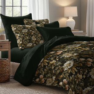 Botanical Duvet Cover Sage Green Gold Luxury