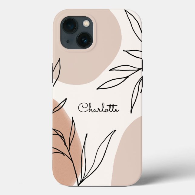 Botanical Earth Tone Splashes with Name Case-Mate iPhone Case (Back)