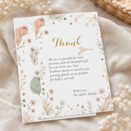 Botanical Earth Tone Whimsical Floral Thank You Card