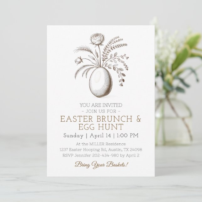 Botanical Easter Brunch Egg Hunt Invitation (Standing Front)