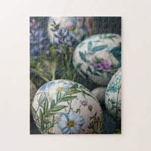Botanical Easter eggs closeup Jigsaw Puzzle