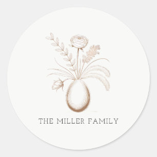 Botanical Easter Personalized Round Sticker