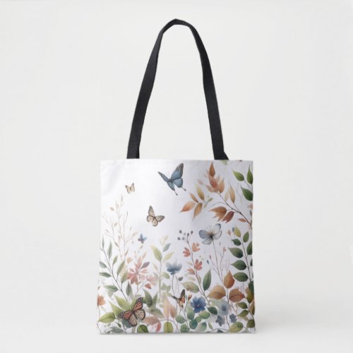 Botanical Elegance Butterflies and Foliage Tote Bag