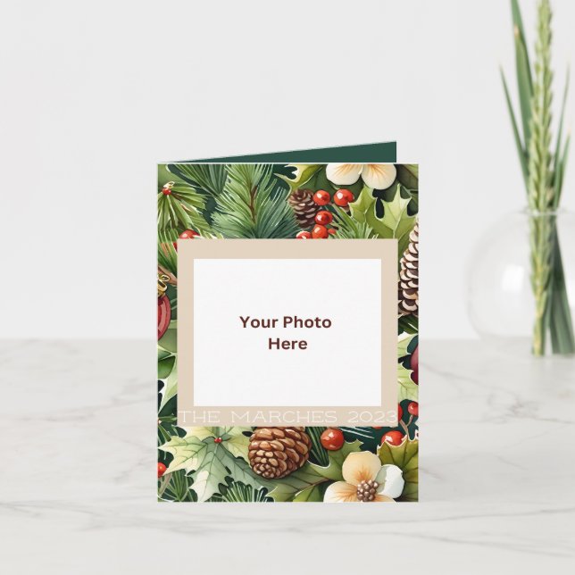 Botanical Elegance Christmas Folded Greeting Card (Front)