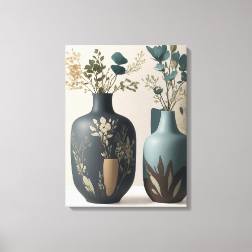 Botanical Elegance Floral Vase Art for Chic Home  Canvas Print