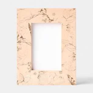 Botanical Elegance – Hand-Drawn Floral Wooden Pict Engraved Frames