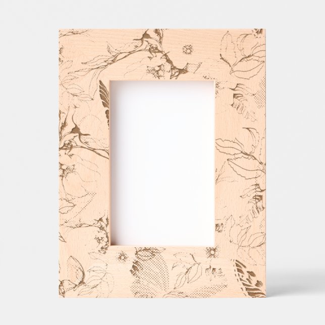 Botanical Elegance – Hand-Drawn Floral Wooden Pict Engraved Frames (Front)