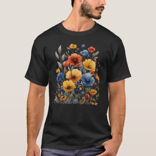 Botanical Elegance Herrshirt _ Dark_Flowering Grap T_Shirt