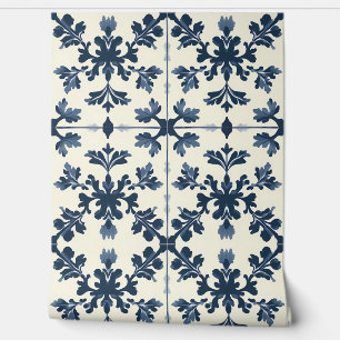 Botanical Elegance - Navy and Ivory - Traditional Wallpaper