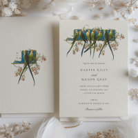 Botanical Elegance Parrot Wedding Invitation