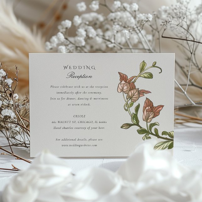 Botanical Elegance Parrot Wedding Reception Card (Creator Uploaded)