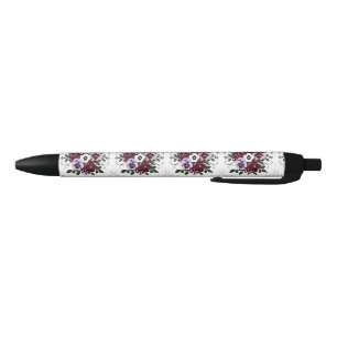 Botanical Elegance Pen Purple Flower Bouquet