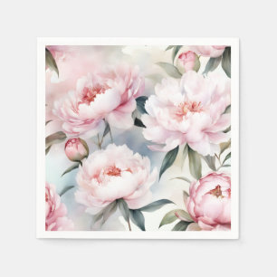 Botanical Elegance Pink Peonies Watercolor Napkins