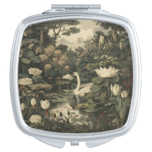 Botanical Elegance – Swan in the Forest Compact Mirror