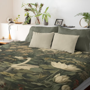 Botanical Elegance – Swan in the Forest Duvet Cover