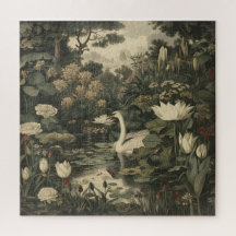 Botanical Elegance – Swan in the Forest