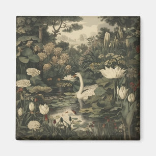 Botanical Elegance – Swan in the Forest Magnet