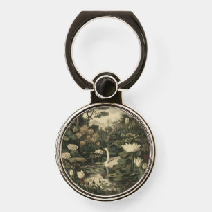 Botanical Elegance – Swan in the Forest Phone Ring Stand