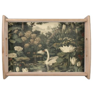 Botanical Elegance – Swan in the Forest Serving Tray
