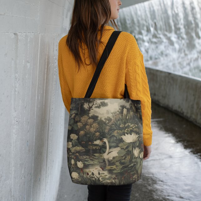 Botanical Elegance – Swan in the Forest Tote Bag (Creator Uploaded)