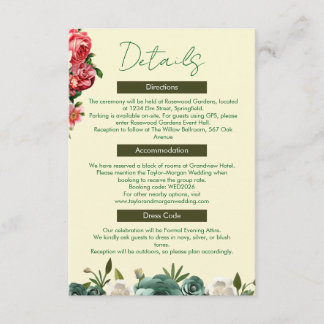 Botanical Elegance Wedding Details Card