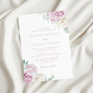 Botanical Elegance: White & Blush Floral Wedding Invitation