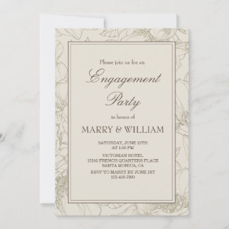 Botanical Elegant Engagement Party Invitation