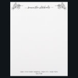 Botanical Elegant Floral Outline<br><div class="desc">This letterhead features a floral outline of lilies and the florals are also featured on either side of the name with the address at the bottom.</div>