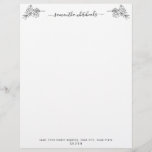 Botanical Elegant Floral Outline Letterhead<br><div class="desc">This letterhead features a floral outline of lilies and the florals are also featured on either side of the name with the address at the bottom.</div>