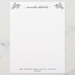 Botanical Elegant Floral Outline Letterhead