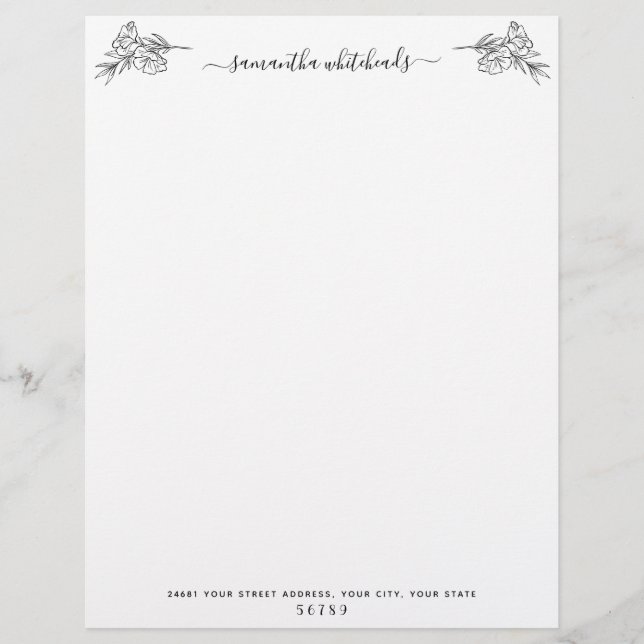 Botanical Elegant Floral Outline Letterhead (Front)