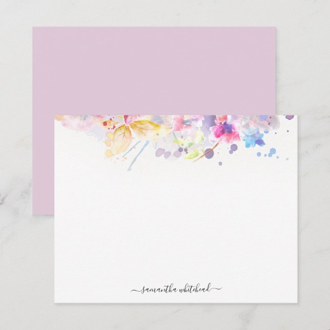 Botanical Elegant Floral Pastel Watercolor Note Card (Front/Back)