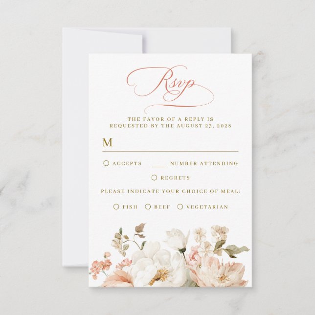 Botanical Elegant Floral Wedding RSVP Cards (Front)
