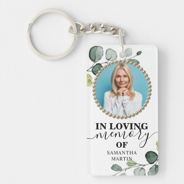 Botanical Elegant Memorial Gift Keychain (Front)