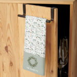 botanical elegant modern family gift decor kitchen towel<br><div class="desc">Sage green,  black,  brown green and grey elegant modern foliage eucalyptus watercolor botanical natural Christmas holiday gift decor. Simple,  clean elegant minimal design.</div>