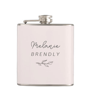 Botanical Elegant Modern Minimalist Pink  Flask