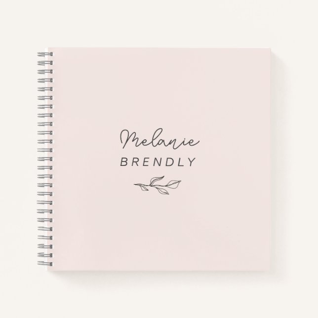 Botanical Elegant Modern Minimalist Pink Notebook (Front)