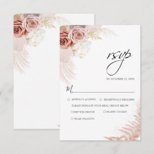 Botanical Elegant Pampas Grass Terracotta Wedding RSVP Card