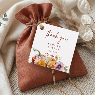 Botanical Elegant Pumpkins Wedding Thank You Favor Tags