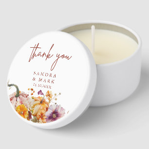 Botanical Elegant Pumpkins Wedding Thank You Mini Candle Favors