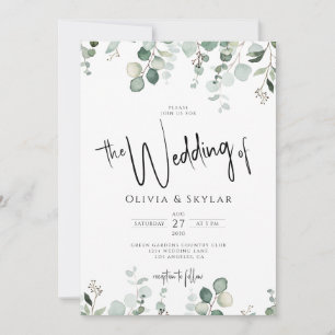 Botanical Elegant QR Code RSVP All In One Wedding Invitation